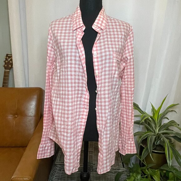 Pink Checkered Button Up Blouse - Picture 1 of 3